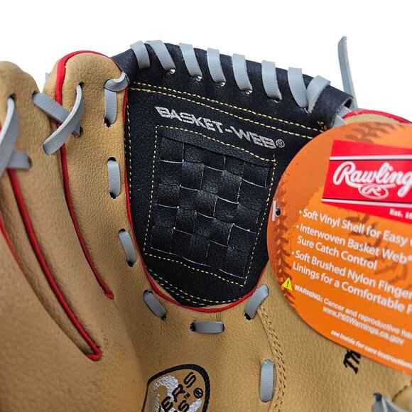 NEW Rawlings 10 Inch Tan Black Lefty Tee Ball Glove Catching Sports WPL10CBSG - Picture 9 of 14